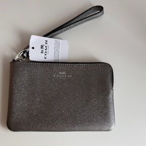Coach Silver Textured Wristlet